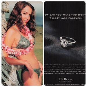 De Beers Jewelry Diamond sexy woman Bikini Lei Fashion Hot Print ad Poster pinup